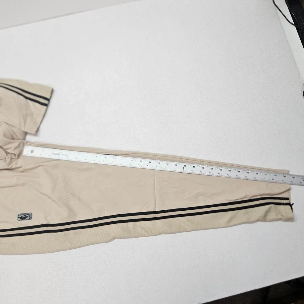 NBA Men's Beige Track Jogger Pants Logo Side Stripes‎ Size Small Zip Ankle Cuff